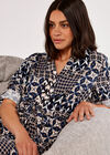 Patchwork Print Mini Dress, Navy, large