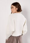 Rib Knit Batwing Jumper, White, large