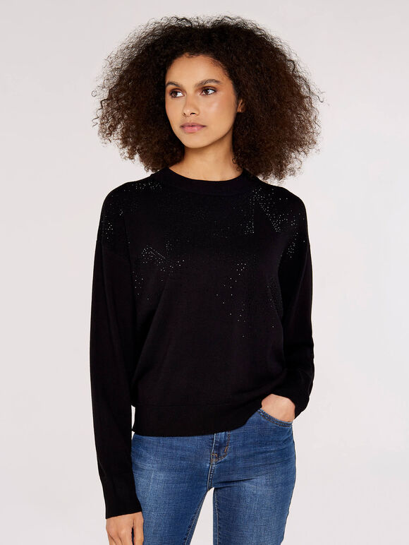 Star Heatsealed Jumper, Black, large