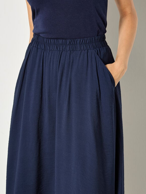 A-Line Midaxi Skirt, Navy, large