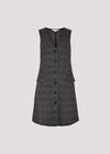 Check Print Fitted Mini Dress, Grey, large