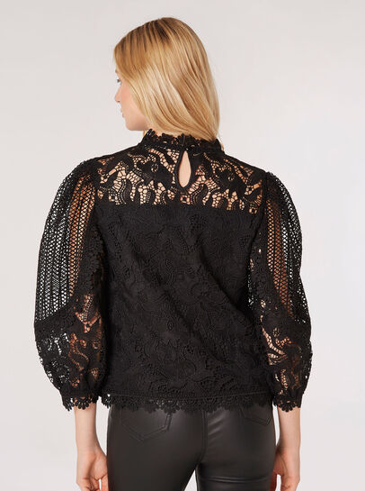 Puff Sleeve Floral Lace Top