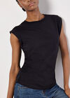 Cotton Jersey Side Ruched T-Shirt, Black, large