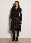 Floral Print Midi Dress, Black, large