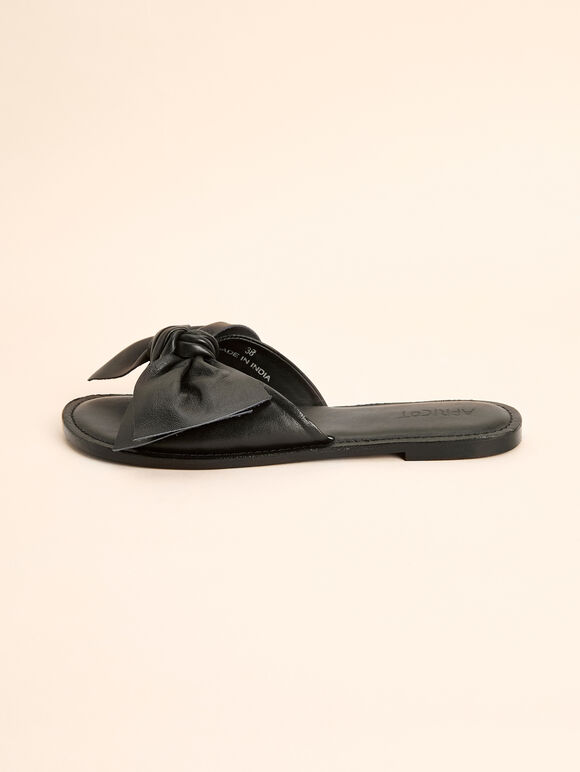 Bow Mule Sandals, Black, large