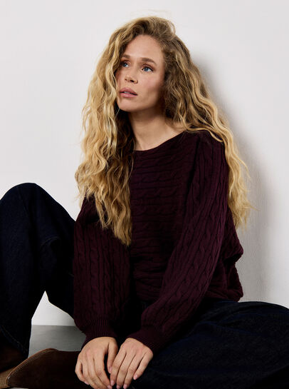 Cable Stripe Batwing Aran Jumper