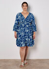 Sarasa Floral Smocked Ruffle Mini Dress, Blue, large