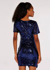 Sequin Ruche Mini Dress, Navy, large