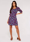 Ditsy Milkmaid Mini Dress, Blue, large