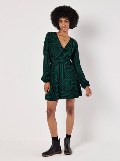 Mixed Stripes Mini Wrap Dress