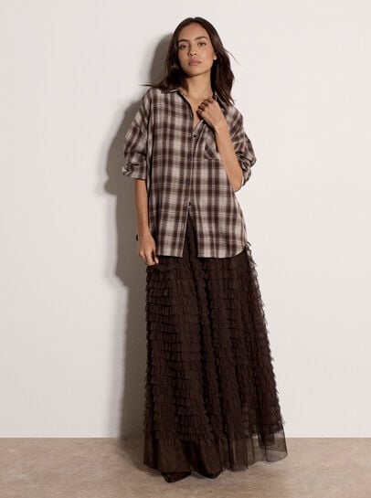 Check Print Oversized Shirt