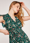 Kleid mit botanischen Ditsy-Rüschen, Grün, Größe L