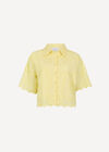 Scalloped Broderie Cropped Shirt, Yellow, large