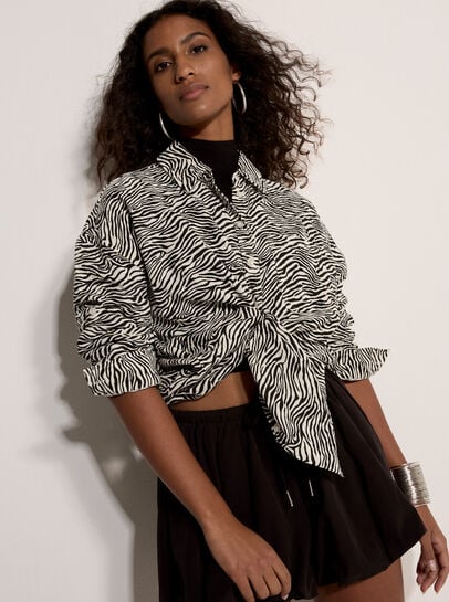 Zebra Print Oversized Cotton Shirt