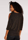 Sparkle Cold Shoulder Top, Brown, large