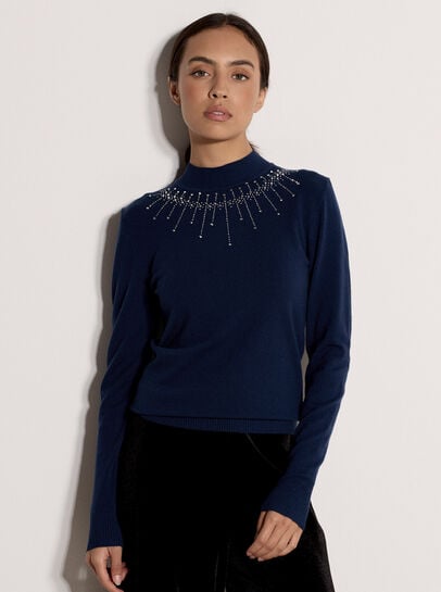 Rhinestone Gem Embellished Jumper