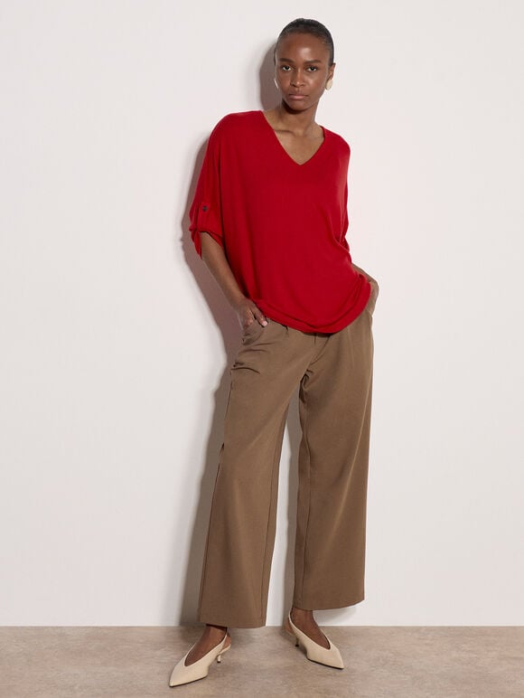 Soft Touch Oversized Batwing Top, Red, large