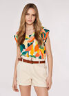 Colour Block Leaf Top, Green, large