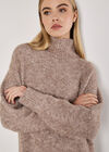 Oversized Fluffy Jumper Midi Dress, Stone, large