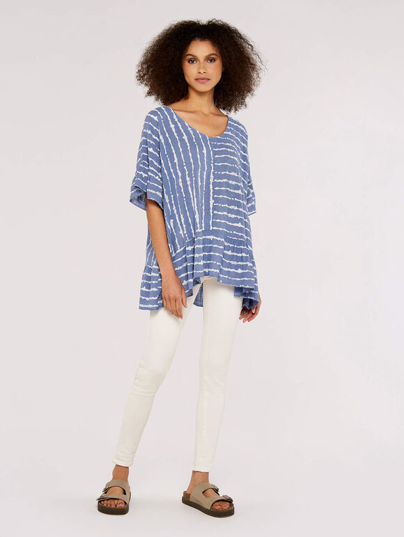 Painterly Stripe Panel Top, Blue, large