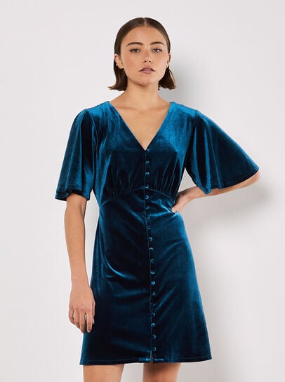 Velvet Button-Down Mini Dress