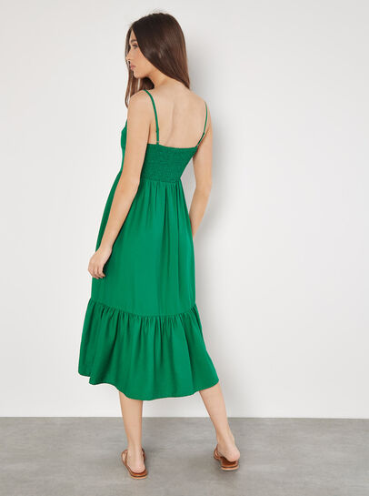 Pintuck Pleat Camisole Midi Dress