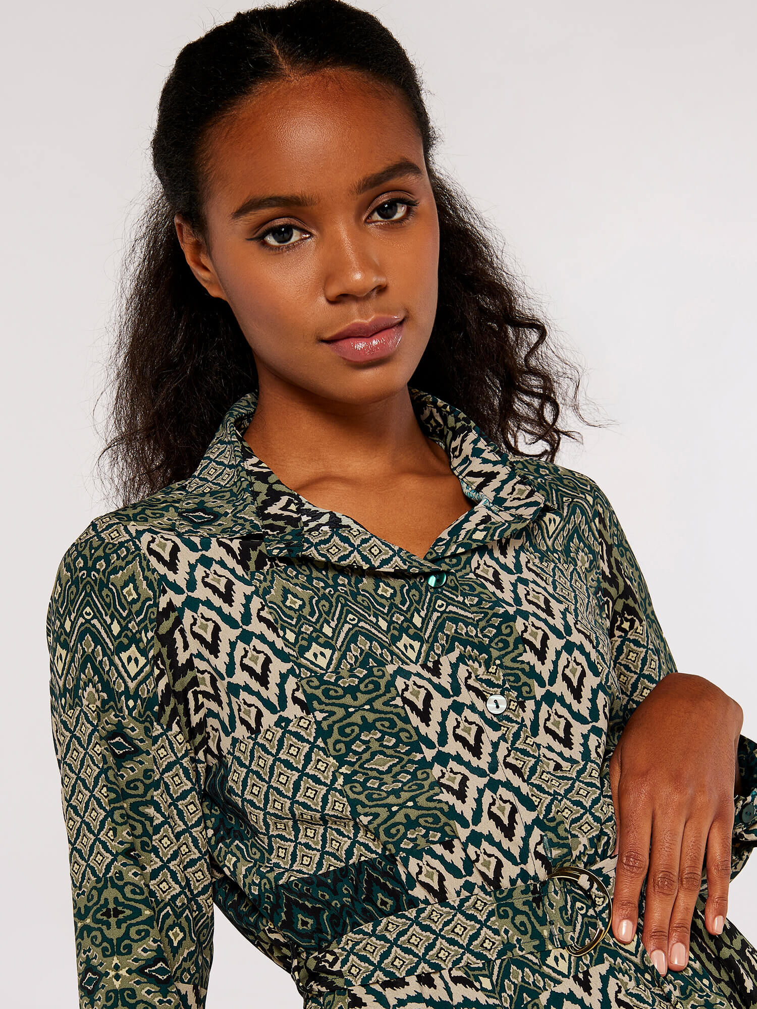Python pleated top shirt dress