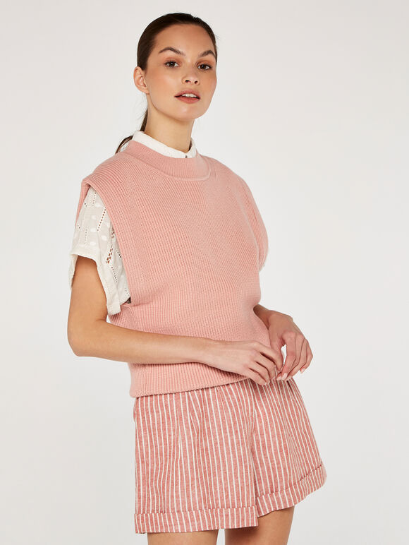 Knitted Vest, Pink, large