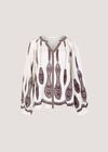 Floral Leaf Embroidered Blouse, Cream, large