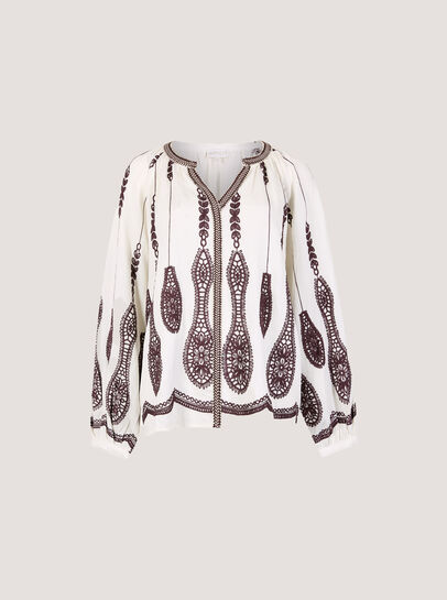 Floral Leaf Embroidered Blouse