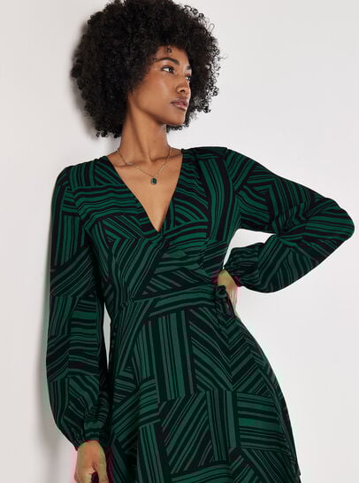 Mixed Stripes Mini Wrap Dress