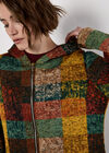 Colourful Check Hooded Coatigan, Rust, large