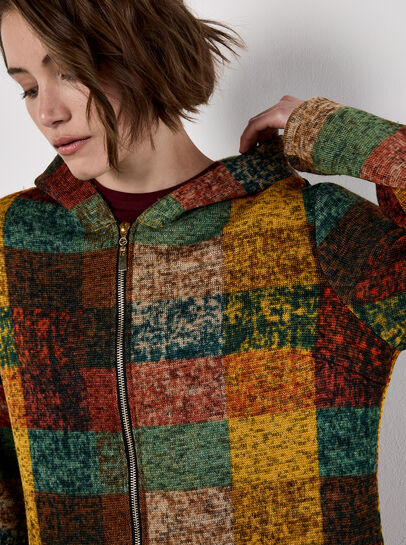 Colourful Check Hooded Coatigan