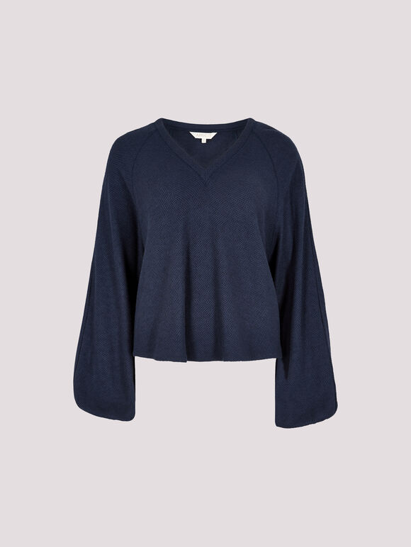 Soft Textured Top, Navy, large