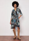 Patchwork Paisley Shirt Mini Dress, Navy, large