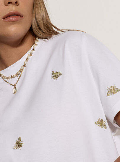 Gold Bee Embroidered T-Shirt