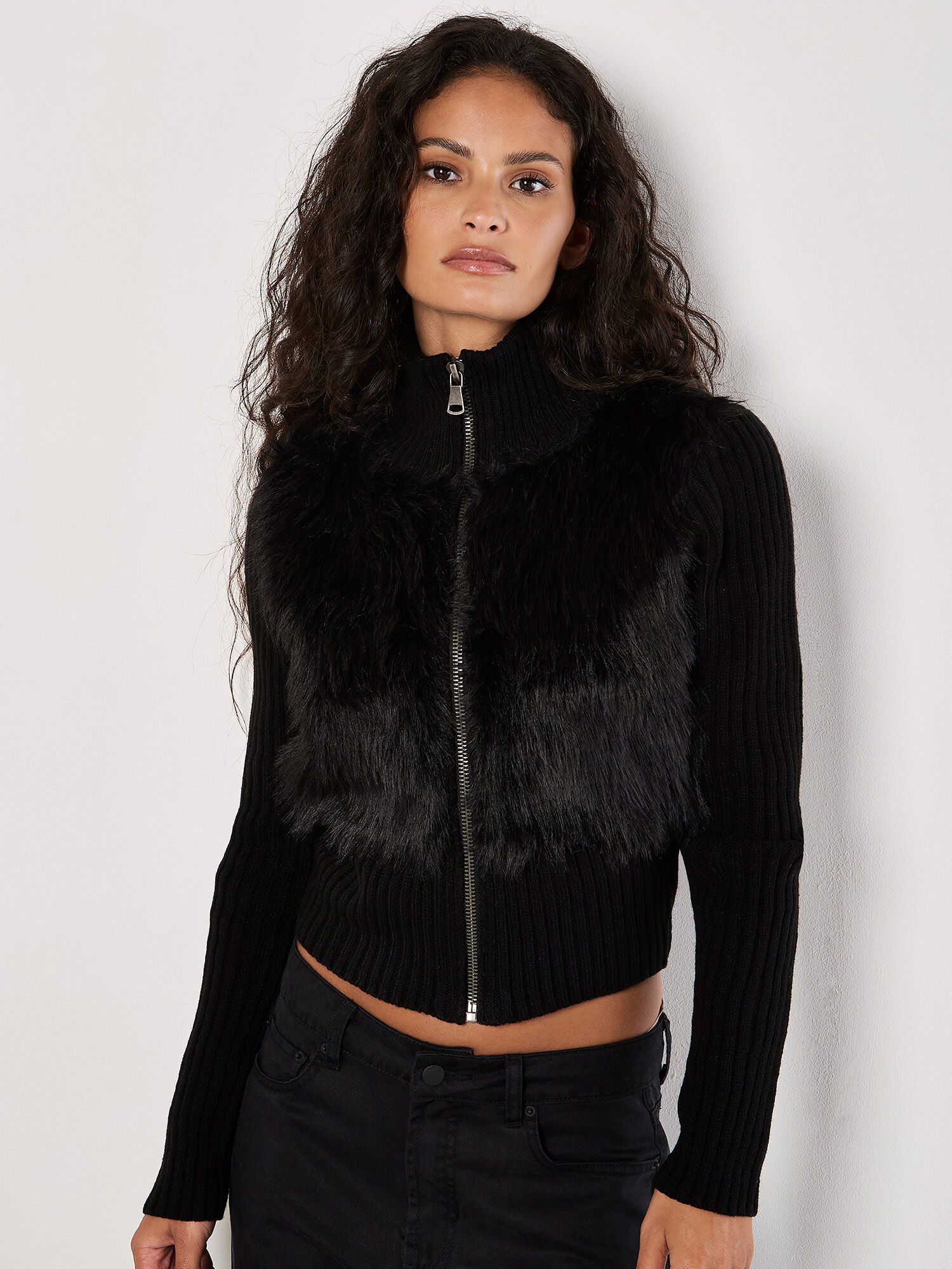 専用THINKFUR Fur×Knit Medium Cardigan 黒 美品