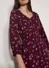 Floral Midi Dress, Burgundy, large