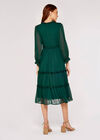 Crinkle Ruffle Midi Dress, Green, large