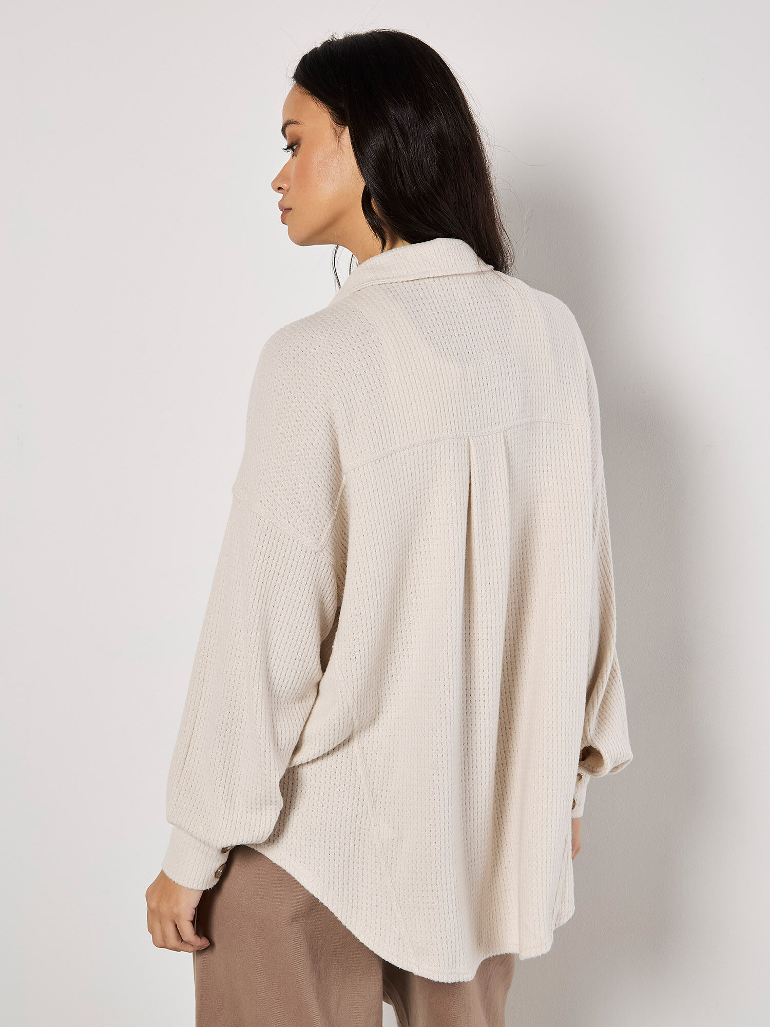Oversized Waffle Knit Shirt | Apricot Clothing