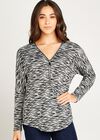 Zebra Big Zipper Top, Grey, large