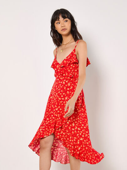 Leopard Print Ruffle Midi Dress