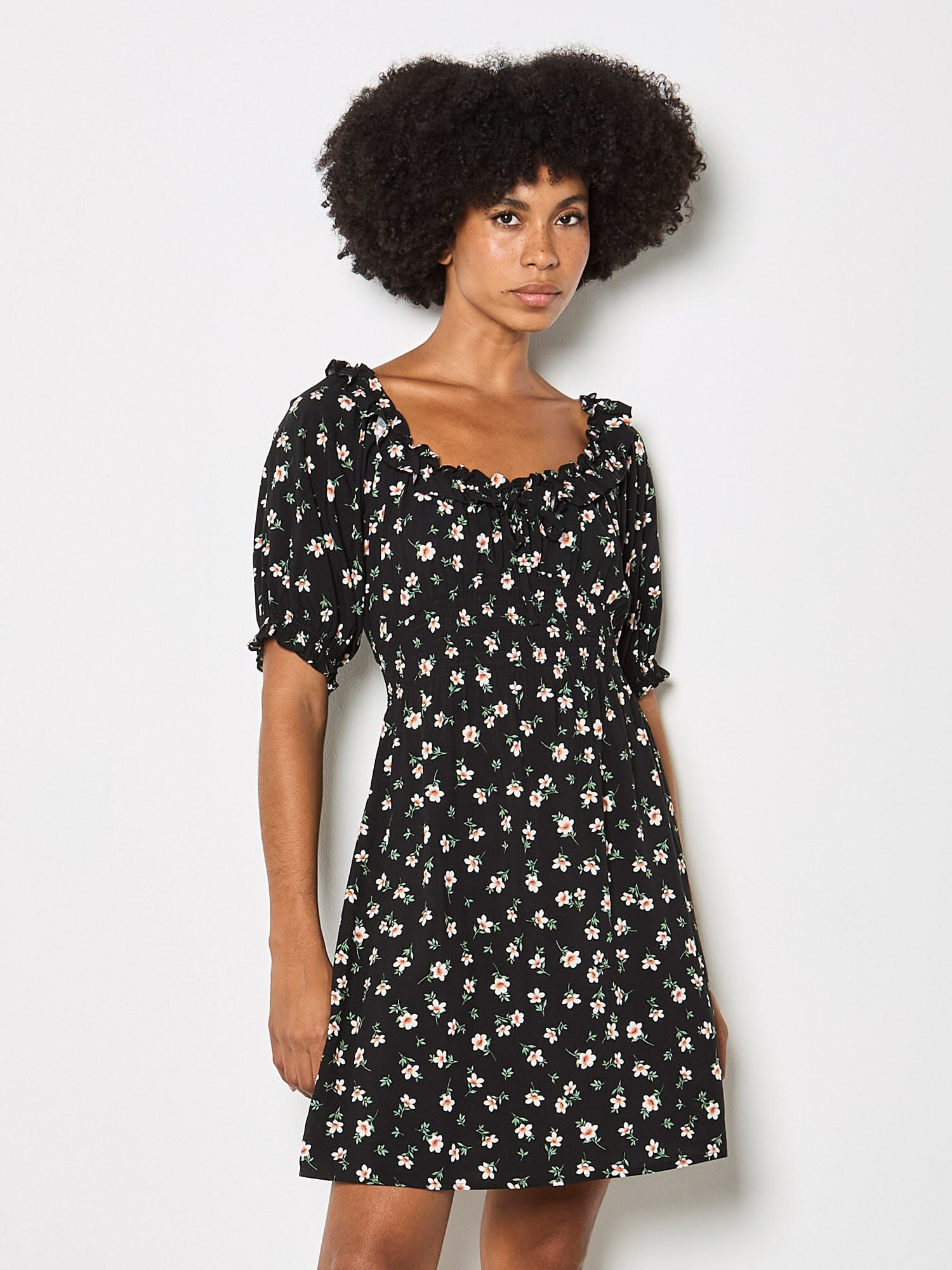 Floral Ruffle Milkmaid Mini Dress | Apricot Clothing