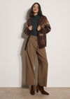 Fair Isle Chunky Knit Cardigan, Brown, large