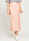 Bias Cut Satin Midi Skirt, Pink, large