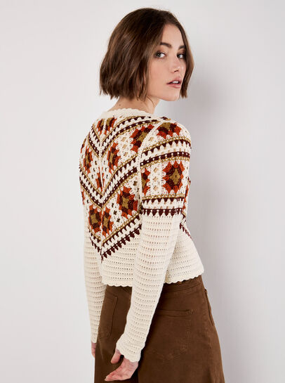 Crochet Squares Scallop Cardigan