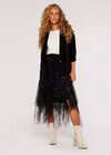 Metallic Stars Tulle Midi Skirt, Black, large