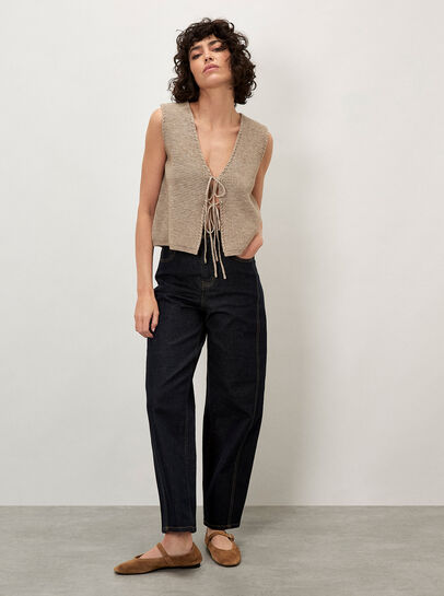 Aiko Dark Wash Barrel Jeans