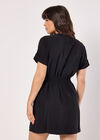 Zip-Down Utility Mini Dress, Black, large