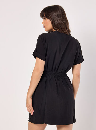 Zip-Down Utility Mini Dress